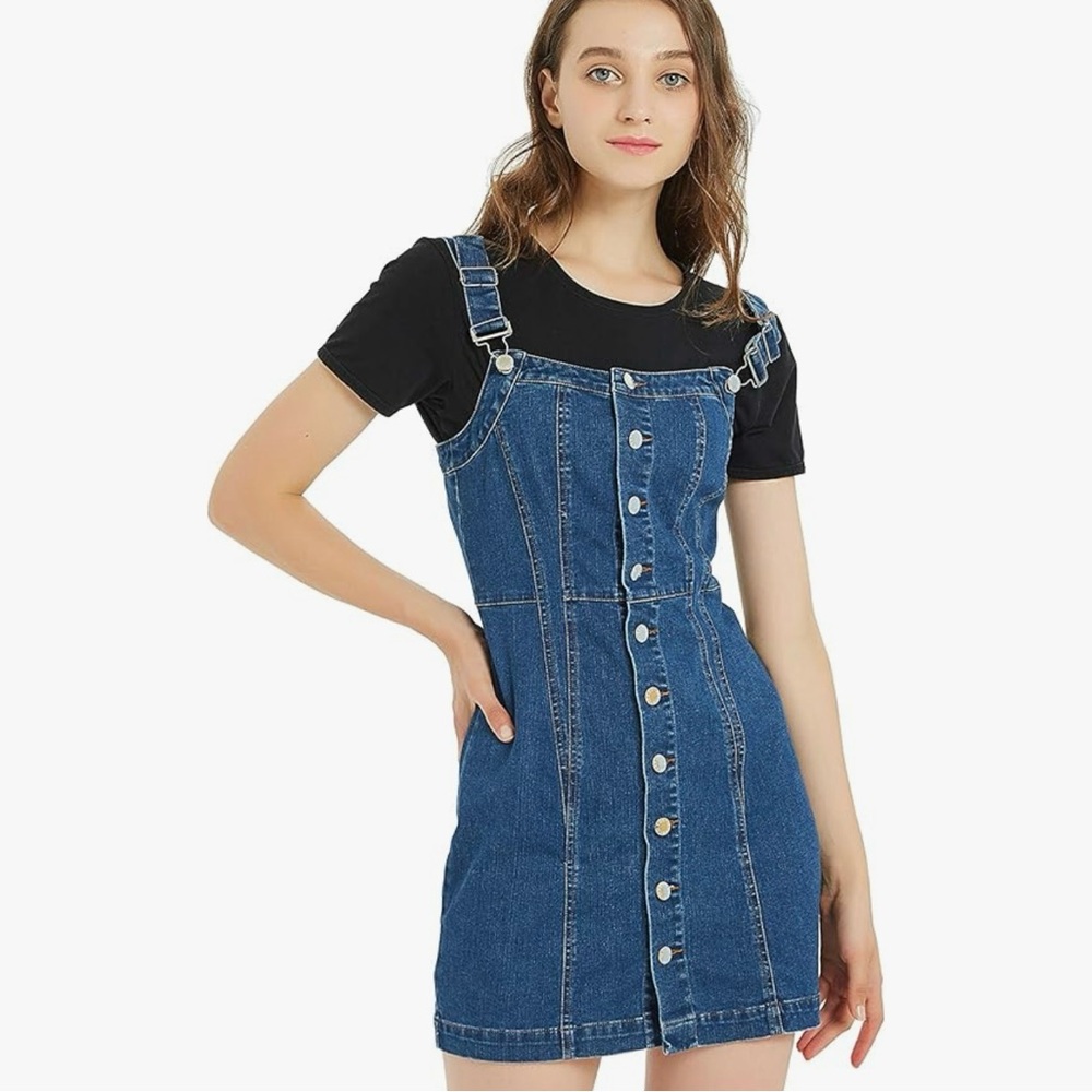 Denim Overall Dress with Adjustable Straps